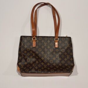 Louis Vuitton Cabas Piano Monogram Canvas Leather Shoulder Bag READ DESCRIPTION